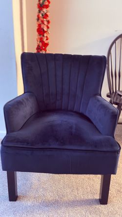 Navy Blue Velvet Channel Tufted Armchair- negotiable price