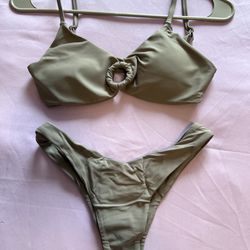 Women’ Adjustable Strap With O-Ring Sexy Bikini 2 Piece Bathing Suits Light Grey
