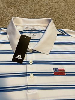 🔥 ADIDAS CLASSIC ClimaLite “AMERICAN FLAG” Golf Polo Men's XL NEW 🔥