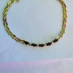 10k Gold Sapphire Vintage Tennis Bracelet
