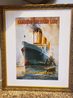 Vintage rare framed cruise ship artwork.