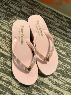 Juicy Couture Pink Pearl Wedge Flips Flops- SIZE 6