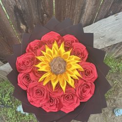 Red Sunflower Eternal Rose Bouquet 18 Count For Valentines Day🌹