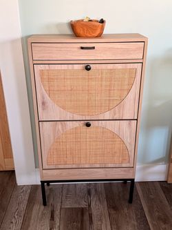 Entry way shoe storage rattan cabinet