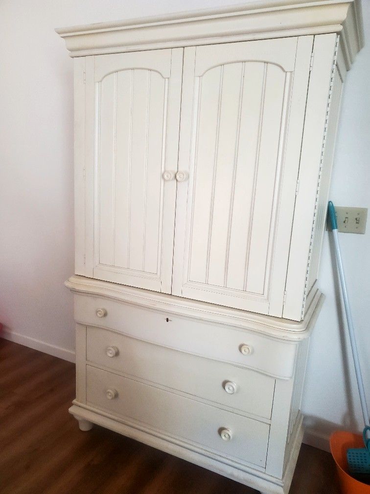 Antique White Armoire , Very Heavy 