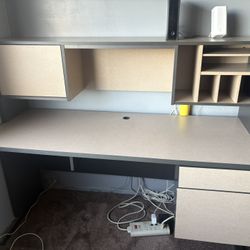 Queen-Over-Queen Bunk Bed + Desk (Like New)