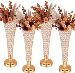Rtteri 4 Pcs Gold Trumpet Vases Centerpieces, 20 Inch