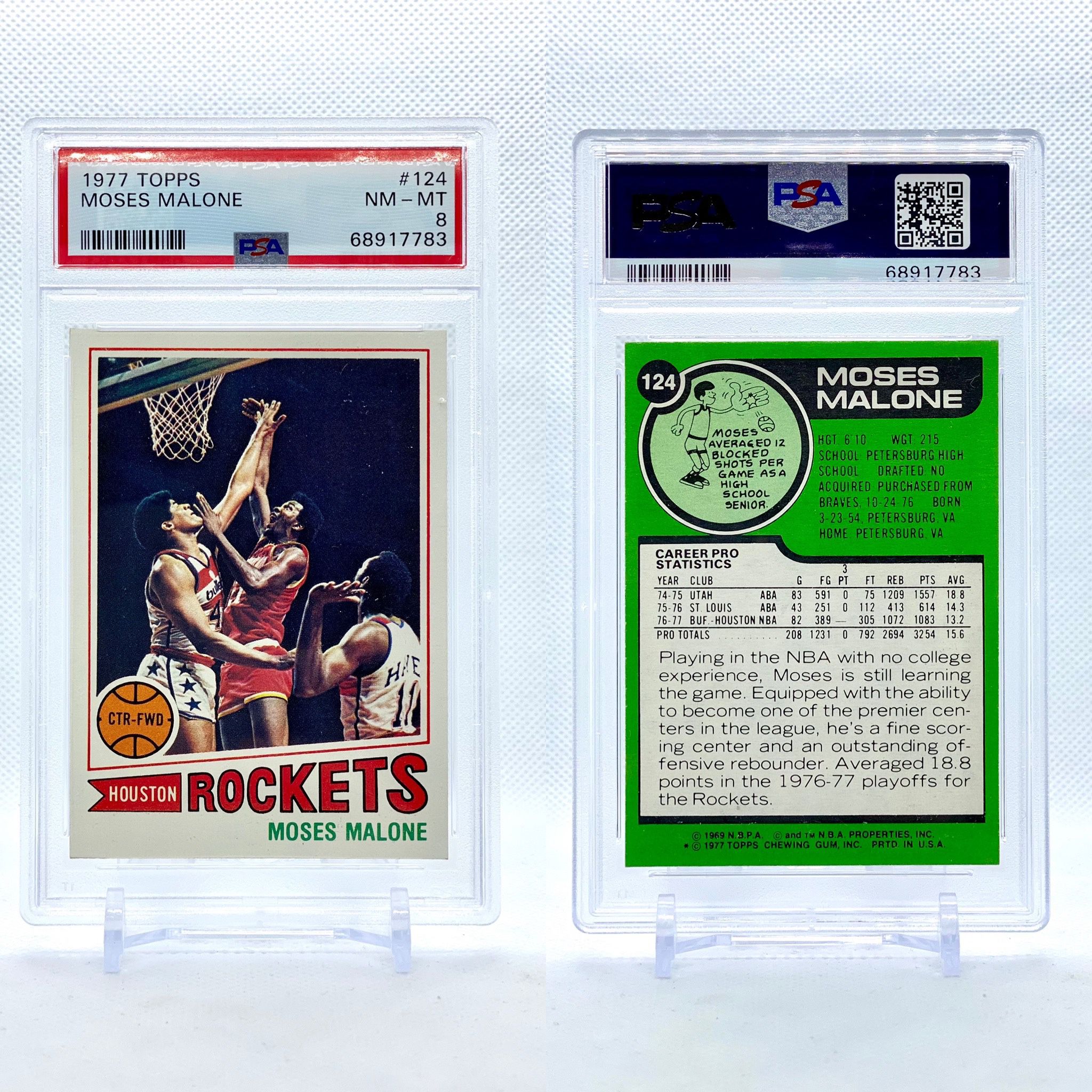 1977 Topps Moses Malone #124 PSA 8 NM-MT Basketball Card/Slab
