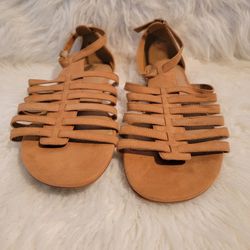 Torrid Strappy Gladiator Flat Sandals Cognac Brown Women's Size 13W Faux Leather