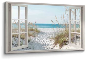 Luxury Coastal Window Wall Art – Beach Ocean View Canvas 40x20