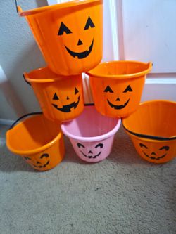 Halloween Jack-O-Lantern Trick-or-Treat Buckets Set of 6