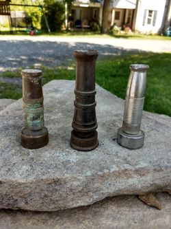 3 vintage brass garden hose nozzles