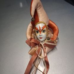 Vintage JESTER CLOWN" Porcelain/Cloth Doll
