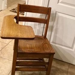Antique wooden student desk chair