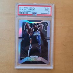 2019 Panini Prizm Zion Williamson Silver Prizm Rookie RC Card, PSA 9 Mint