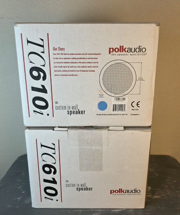 New 2~Polk Audio TC610i 6.5'' Round 2-Way Custom In-Wall White Loudspeakers 