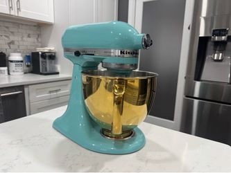 KitchenAid Artisan 5-Qt Stand Mixer – Aqua Sky (Tiffany Blue) –  Gold Bowl