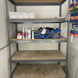 Large Heavy Duty 5 Tier Metal And Plywood Shelving Unit