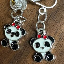 Small clip on panda earrings kids jewelry