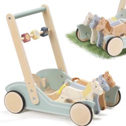 Brand New Wooden Galloping Ponies Baby Push Activity Walker
