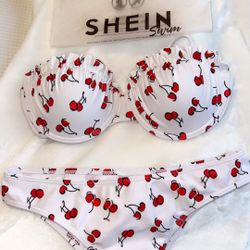 Bikini White With Cherries 🍒 