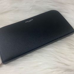 Saint Laurent Large Zipped Wallet – Black Leather