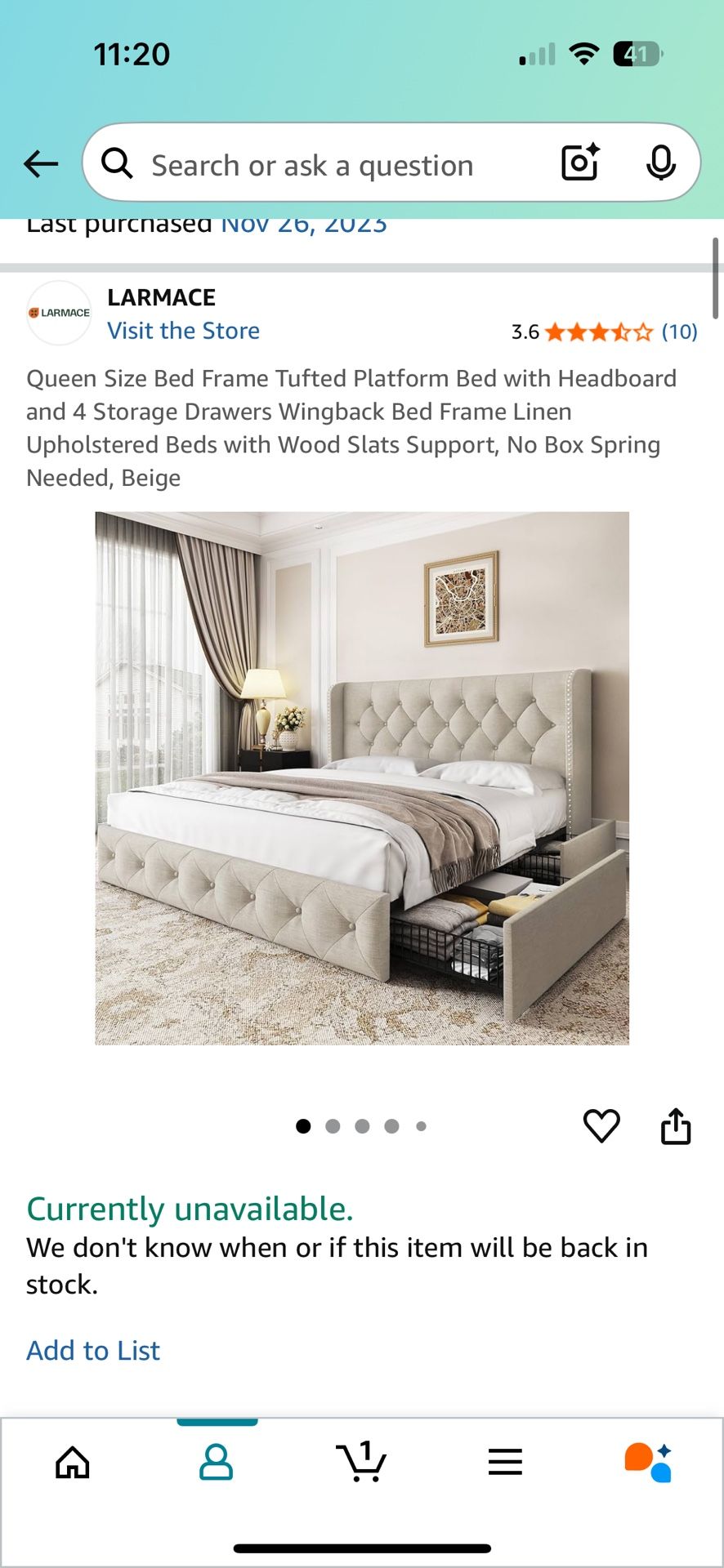 Amazon Queen Bed Frame with Headboard and Storage