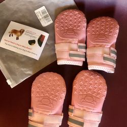 QUMY Dog Boots Waterproof Shoes for Hot Pavement for Dog w/ Reflective Straps Rugged Anti-Slip Sole 4pc Size 7
