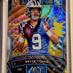 Bryce Young Rookie Quarterback Football Card yellow surge Refractor 052/225