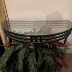 Metal And Glass Half Circle Table