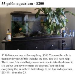 55 Gal aquarium