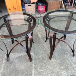 2 Metal and Glass Sidetables