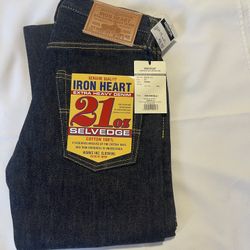 Iron Heart 21 Oz Selvedge Jeans. Crafted from 100% premium cotton,  W 28 L 36 
