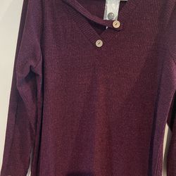 New Burgundy Long Sleeve Blouse. Size 14/16