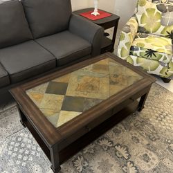 Coffee table with marble top