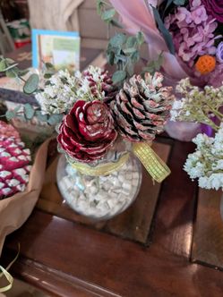 Bouquet of Pine Cones and glass bouquet $15, $10