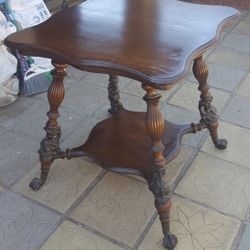 Antique Vintage Wood Wooden Table End Desk Corner 