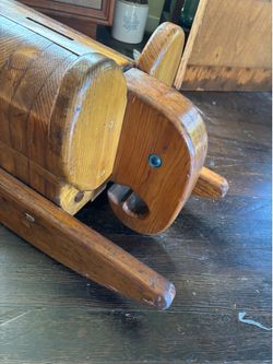Vintage wood elephant rocking bank