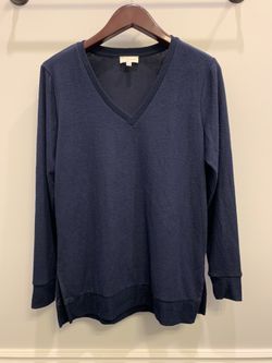 Lucky Brand V Neck Tunic Sweater Blue Women's Size M