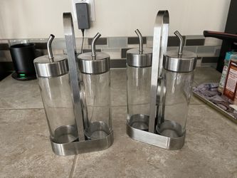 IKEA 3-Piece Oil & Vinegar Set, Glass, Stainless Steel - 2 Sets