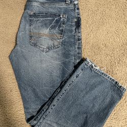 Express Denim Jeans Bootcut Blue Washed Distress Look