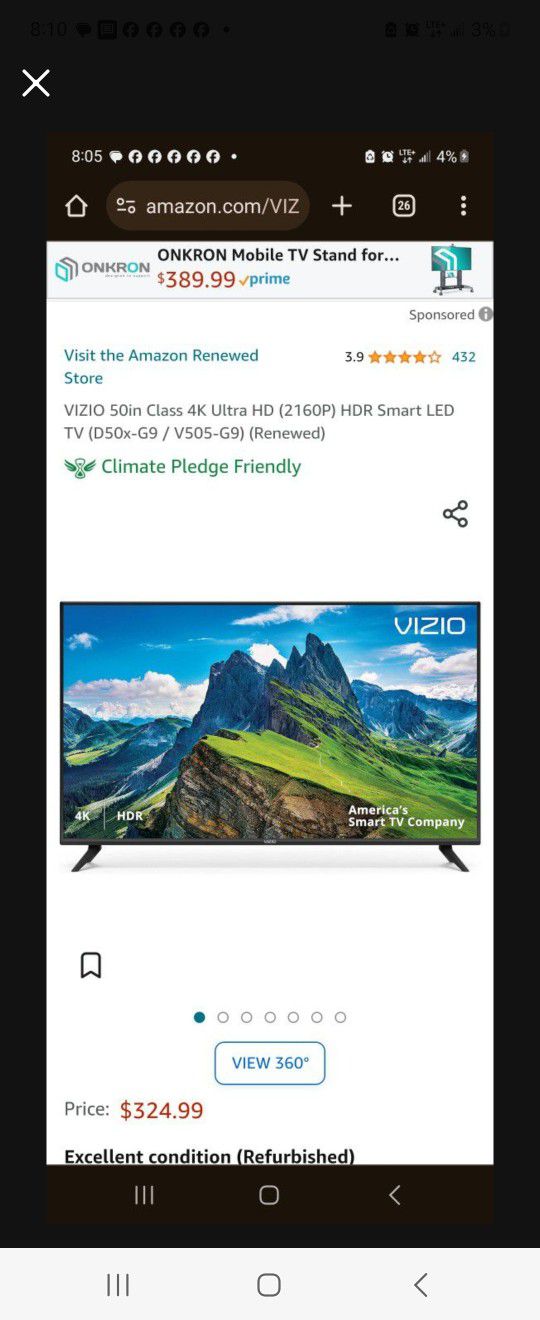 NEW CONDITION 50 INCH VIZIO SMART TV SOLD WITHOUT REMOTE