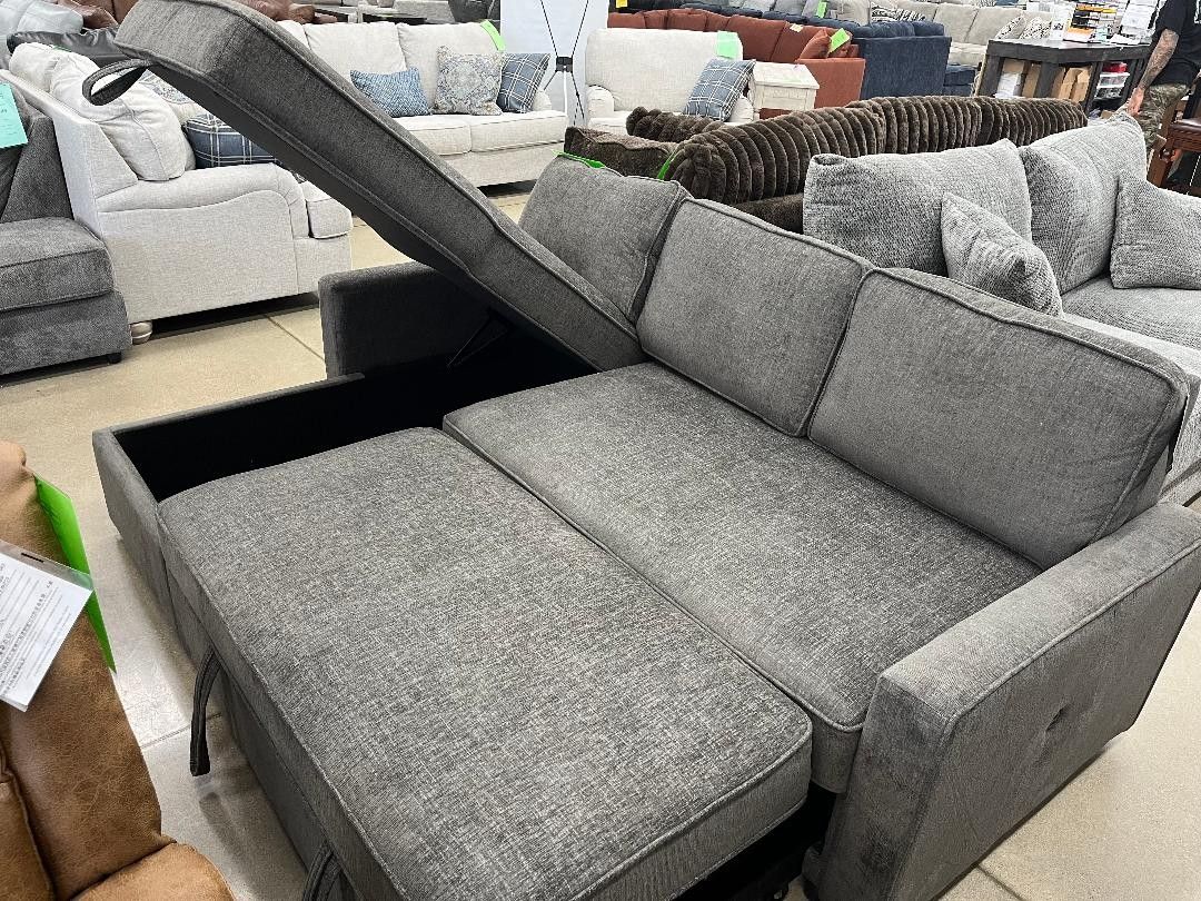 Pop Up Bed Sleeper Sectional Couch With Reversible Chaise W Storage ⭐$39 Down Payment with Financing ⭐ 90 Days same as cash