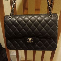 Chanel Jumbo Double Flap Caviar Leather Bag