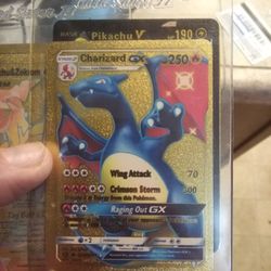 Gold Pokemon Charizard Collectible Card