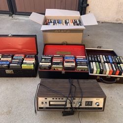 166   8 track tapes with player 40 tapes are home recorded 