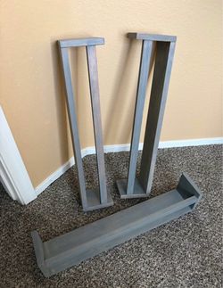 Set of 3 Gray Wood Wall Shelves