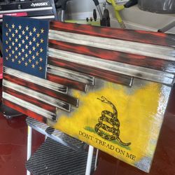Hand Crafted US Flag And Don’t Tread On Me