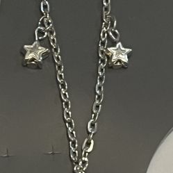 New Anklet Silver Tone With Star Charms