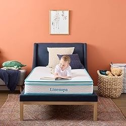 Linenspa 8 Inch Memory Foam Hybrid Mattress - Medium Firm - Bed in a Box - Breathable, Cooling, Supportive Comfort - Twin Size for Guest or Kids Room